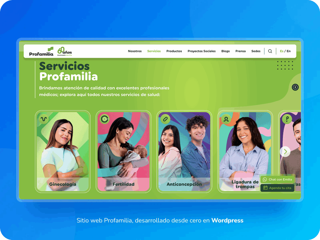 Sitio Web Profamilia desarrollado por Webprogramo